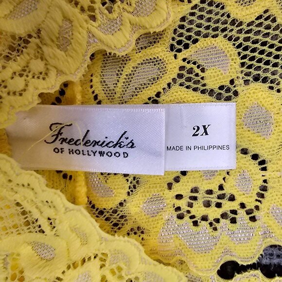Fredericks Of Hollywood Yellow Lace Halter Top 2X - Picture 3 of 5